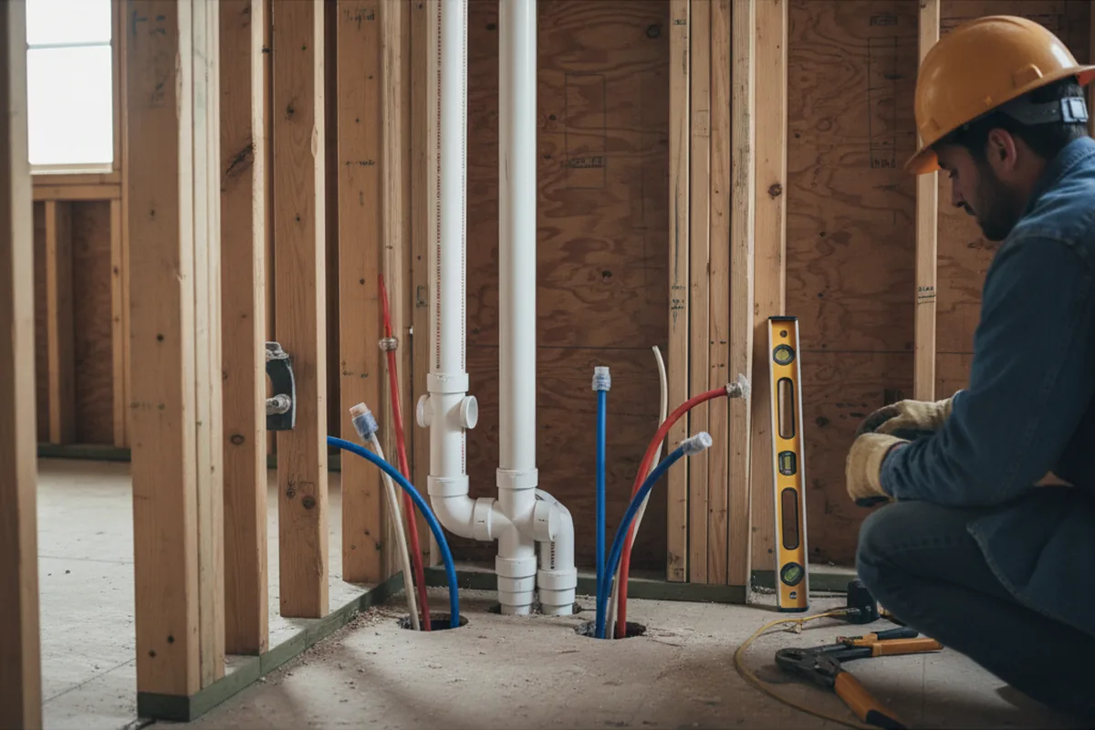 Drain and supply rough-in during Toilet Repair and Installation in Whiteside