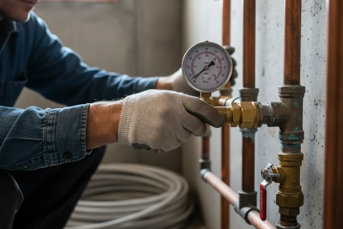 Pressure testing a repaired line during Water Line Repair in Whiteside